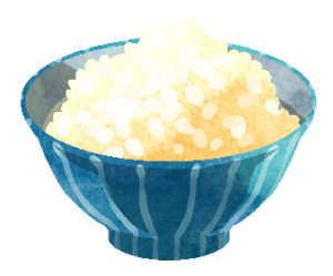 ご飯茶碗に盛られた白米のご飯です。特に日本人にとっては無くてはならない主食です。おかずと共にいただいたり、ご飯のお供（納豆、海苔、ふりかけ等）と共にいただいたり、食べ方は様々です。