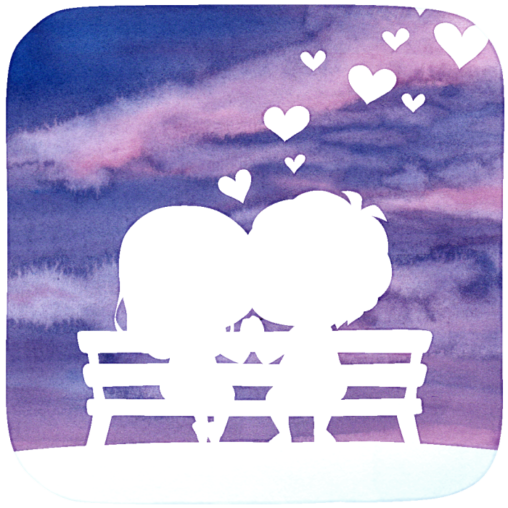 夜の帳（とばり）が空を紫色に染め上げていきます。ベンチに座る恋人たちの距離も縮みます。