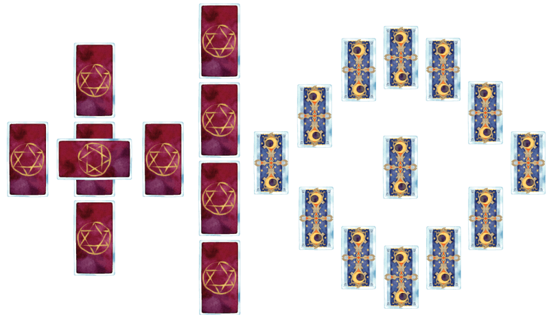 タロット占いに於ける、スプレッド（カードの展開法）のいろいろです。